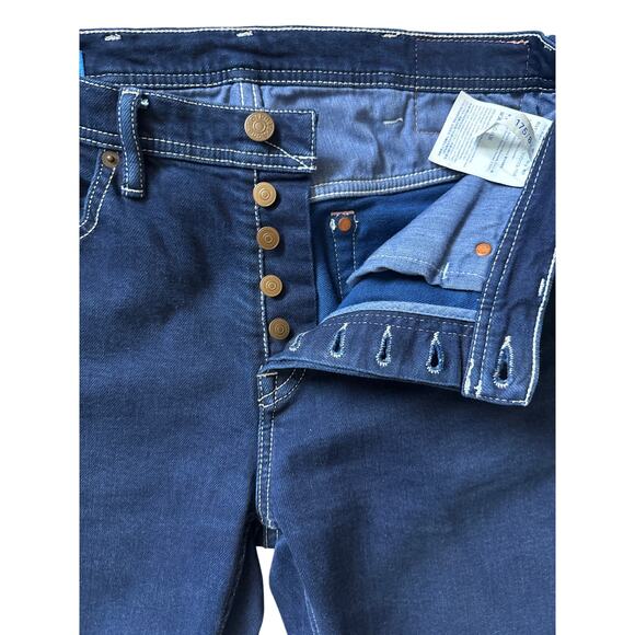 ACNE Studios Bla Konstant River Cobalt Blue White Stitched Tapered Jeans Size 30 - Picture 3 of 8